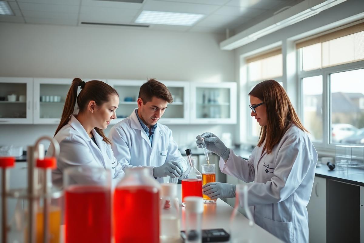 Alunos do curso Técnico em Química em atividade prática